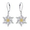Edelweiss Earrings for Women Sterling Silver Edelweiss Flower Leverback Earrings