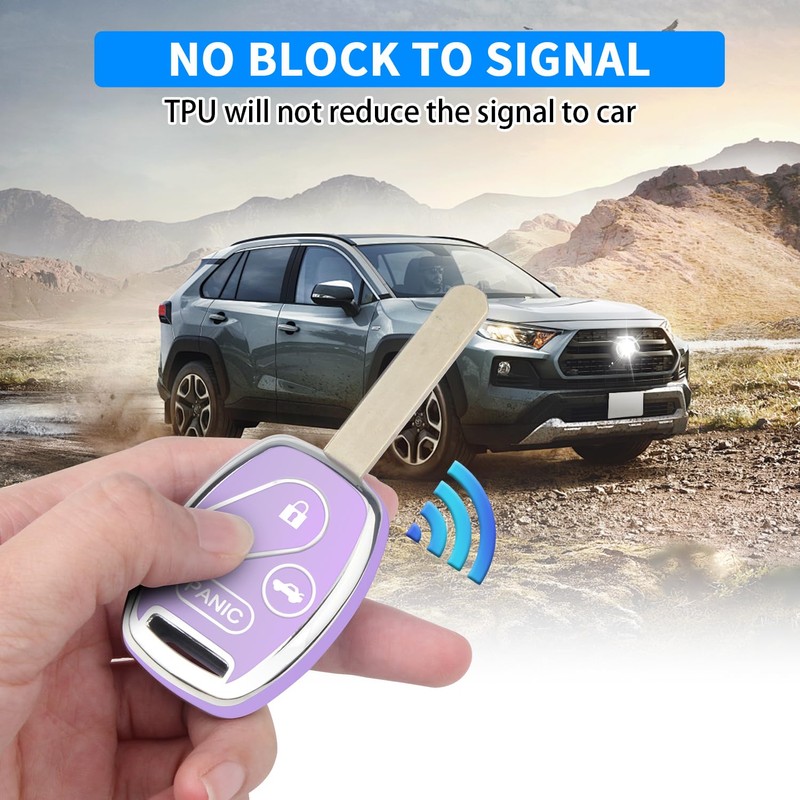 QBUC for Honda Key Fob Cover with Leather Keychain,Soft TPU