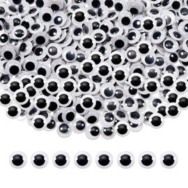 TOAOB 300pcs 10mm Plastic Wiggle Googly Eyes Self Adhesive White Round Wobbly Sticker Eyes DIY Arts Crafts Scrapbooking Accessories