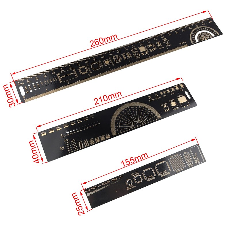 HALJIA 3PCS PCB Ruler 25cm 20cm 15cm 6.3/7.87/10.23 inch PCB