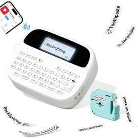 EazeID Label Maker Machine with-Tape Waterproof, Rechargeable Handheld Label Maker with Keyboard, Bluetooth Portable Label Maker Printer with Backlit Screen, Labeler for School Supplies, M950