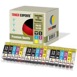 TONER EXPERTE 18 XL PGI-525 CLI-526 Printer Cartridges Compatible with Pixma MG6150, MG6250, MG8150, MG8250 (3 Pigment Black, 3 Black, 3 Cyan, 3 Magenta, 3 Yellow, 3 Grey)
