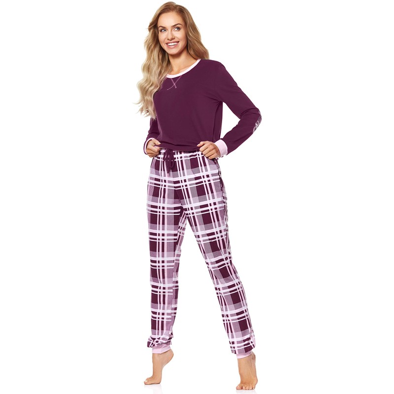 Merry Style MS10-168 Women’s Pyjamas - Wine Checked, size: l