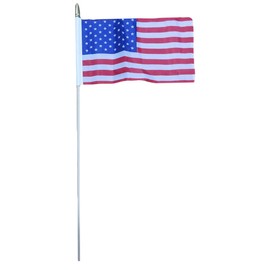 Wholesale Lot of 12 6x9 6"x9" USA 50 Star United States of America 68D Nylon Stick Flag Wood Staff
