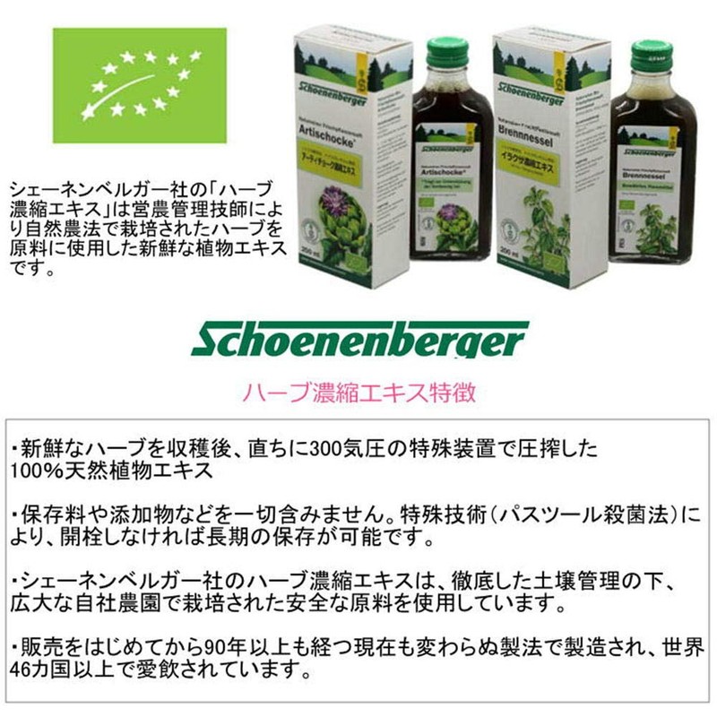 Schoenenberger Artischocke,Naturreiner Heilpflanzensaft bio (2 x 200 ml)