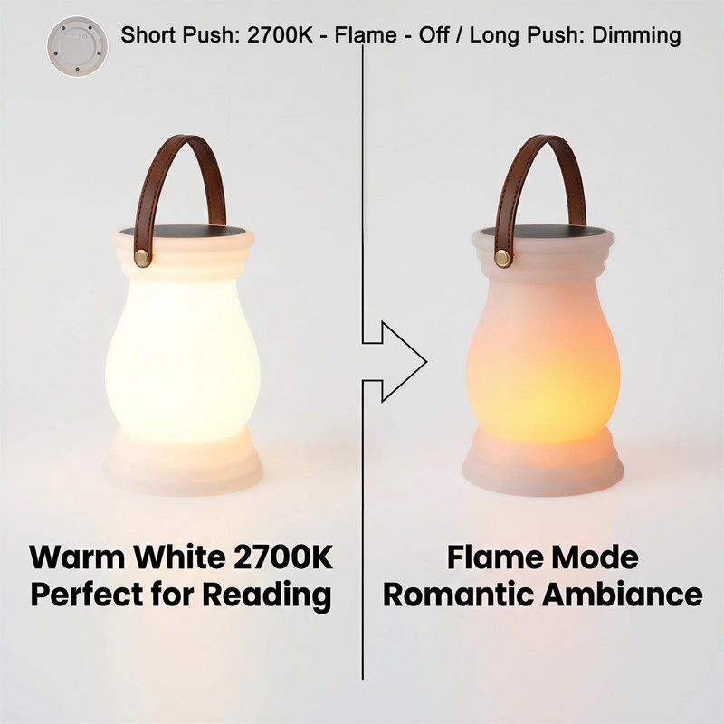 ILOVINIT Outdoor Solar Table Lamp, USB Rechargeable Portable Lantern Waterproof,
