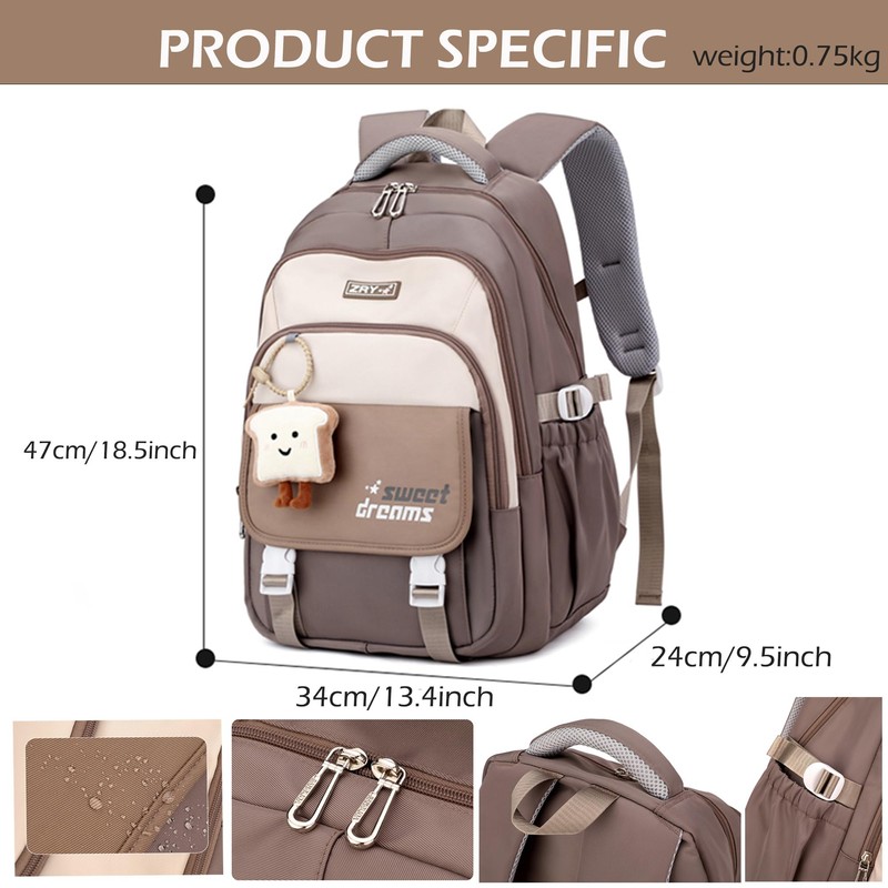 Makukke School Backpack Teenager School Bag Girls 5th Class 30L