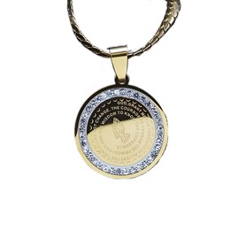 925 Sterling Silver Unisex Gold Serenity Prayer Necklace, 14k Yellow Gold Chain With Pendant Lords Prayer Necklace, - Crystal Bible Necklace, Cross Necklace With Bible Verse, Bible Necklace For Men (Gold A - Lord's Prayer Necklace)