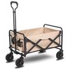 Folding Wagon, Collapsible Wagon Garden Cart Heavy Duty with All-Terrain