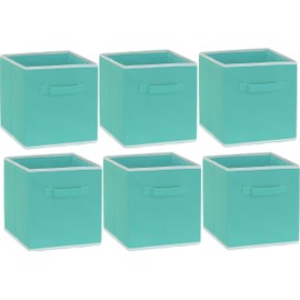 Simple Houseware Foldable Cloth Storage Cube Basket Bins Organizer, Turquoise (11" H x 10.75" W x 10.75" D) - 6 Pack