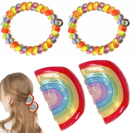 Rainbow Hair Claw Clip, Regenbogen Haarspange - Rutschfeste, süße Acryl Acetat Jahre Stil für Frauen und Mädchen, dünnes und dickes lockiges Haar, das perfekte Regenbogen-Accessoire