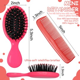 24 Pcs Mini Wet Hair Brush Hair Combs Set 12 Small Pocket Travel Detangler Hair Brush 12 Colorful Hair Combs Toddler Mini Detangling Brushes Soft Bristles for Women Baby Girls Kids