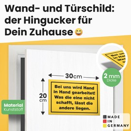 DankeDir! Bei uns Hand in Hand gearbeitet Sign 30 x 20 cm - Saying Sign Birthday Gift Door Sign Funny Saying - Gift Party Decoration Office Gift Idea Colleagues Friends Craftsmen