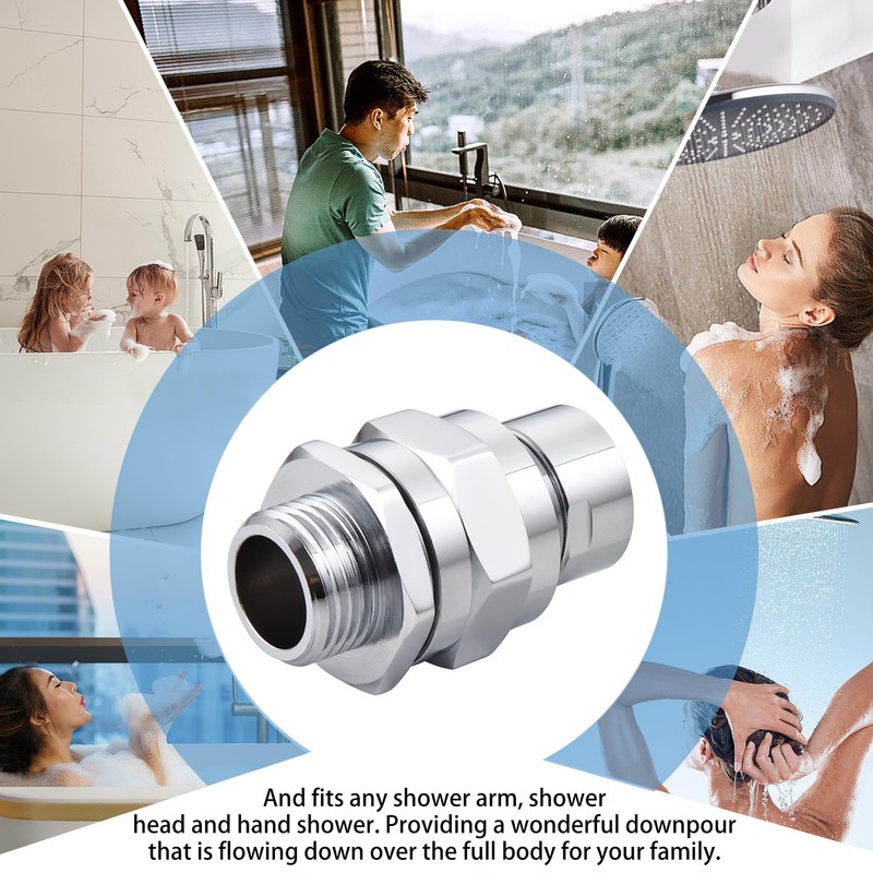 Enoughmen Adjustable Shower Head Connector – 360° Swivel Shower Arm