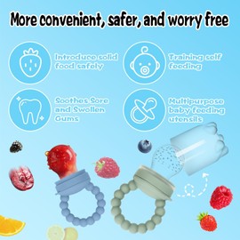 KOSMOX Chupon para Fruta, Mordedera para Bebe Congelar Libre de BPA, Bandeja Congeladora de Alimentos para Bebés, Chupones para bebe 0 a 3 Meses, Chupones para Alimentacion Complementaria Bebe, Fresh Food Feeder