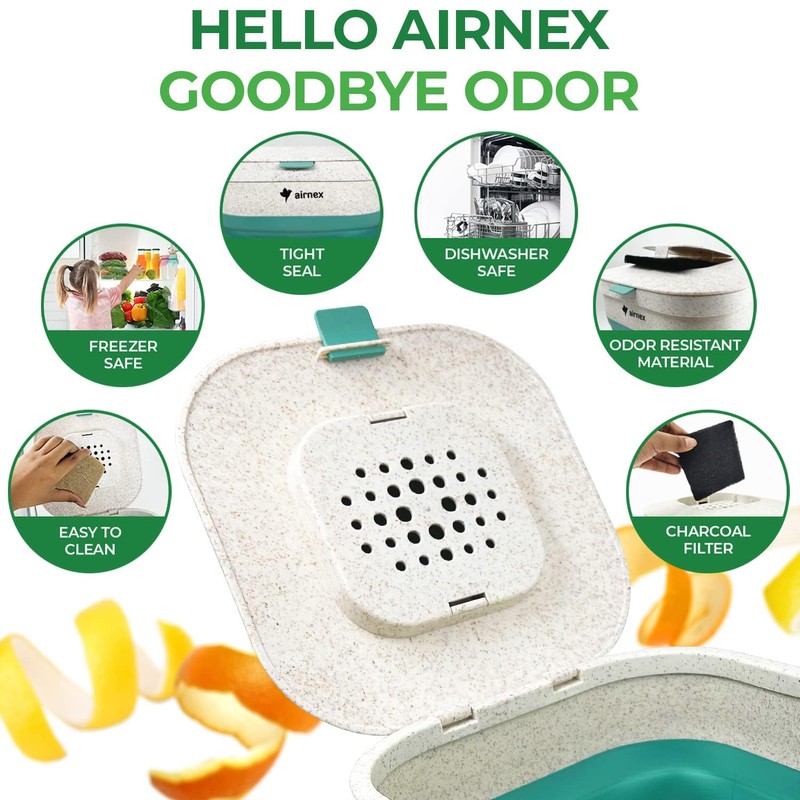 Collapsible Small Compost Bin Kitchen Counter Caddy with Lid -