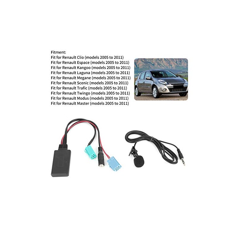 Qiilu Bluetooth Audio Cable 6 Pin Car Stereo Aux-in Adapter