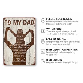 To My Dad Metal Sign Father's Day Tin Sign Vintage Home Wall Decor Signs Birthday Gift For Dad From Daughter 8x12 Inch