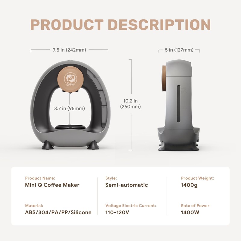 i Cafilas Single Serve Coffee Maker,1400Watts Fast Brewing Stylish＆Compact Design