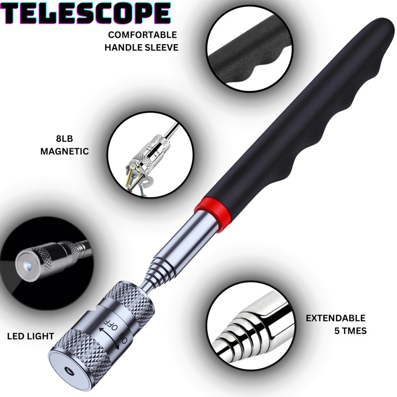 Telescoping Magnetic Pickup Tool 8Lbs 31inch Extendable Retriever Stick with