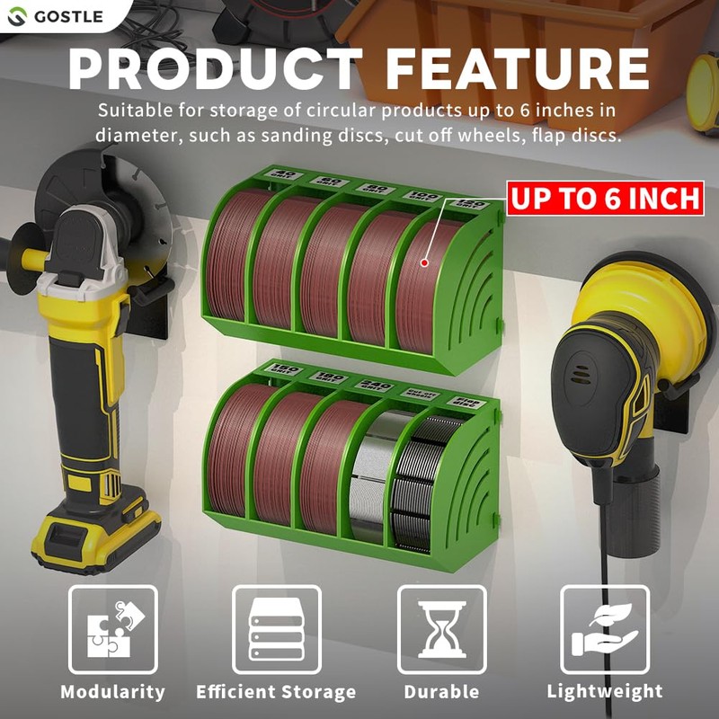 6 Inch Sanding Disc Storage Box, Sandpaper Organizer with 8