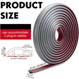 19.69 ft Floor Cord Cover Overfloor Cord Protector Duct Cord Protector Covers Cable on Floor Raceway for Sidewalks or Walkways (Grey)