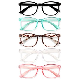 WINTOO Blue Light Glasses for Woman Men | 99% Blue Light Blocking Glasses for Computer Gaming TV Phone Screen Square Frame | Anti Eyestrain & UV Glare Protection - 5 Pair