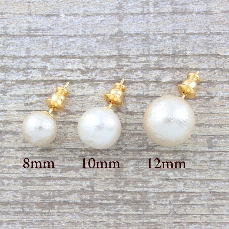 No Brand Goods Cotton Pearl Earrings with Backs that Won't