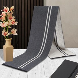 Foresters Men Pure Cashmere Lightweight Woolen Neck Scarf/Shawl | Gift Idea Extremely Warm Super Soft Scarf For Winter Autumn And Spring - Grey & White