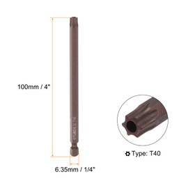 HARFINGTON 2pcs T40 Torx Bit 1/4" Hex Shank 4" Length Magnetic Security Star Screwdriver Power Tool, Red