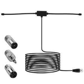 FM DAB Radio Antenne 75 Ohm Dipolantenne mit F-Typ-Stecker 3 Schnittstellenadaptern, 3 m Verlängerungskabel für UKW/FM-Empfang, kompatibel mit Stereoanlage, Heimkinoempfänger und AV Audio Receiver