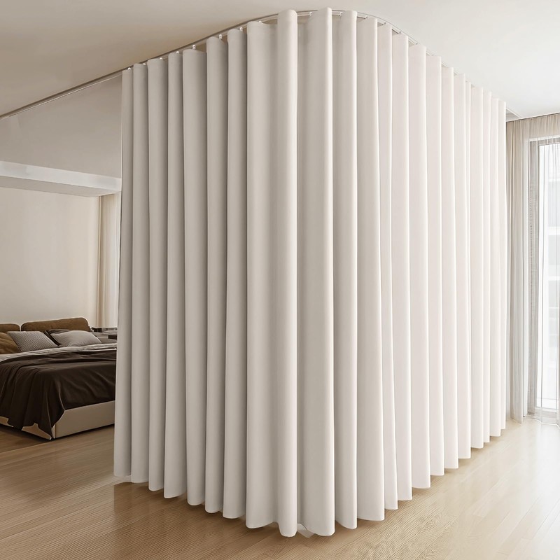 MaKefeile Room Divider Curtains & Flexible Bendable Tracks Set,Privacy Dividers