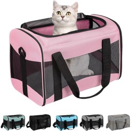Funda de transporte para gatos, aprobada por aerolíneas, protable y transpirable, almohadilla de forro polar, plegable, para gatos medianos, gatos