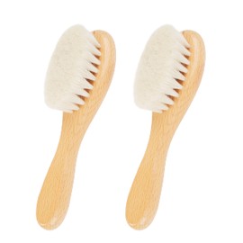 Baby Hair Brush, 2 Pcs Baby Hair Brush with Wooden Handle, Natural Soft Goat Bristles Cradle Cap Brush for Newborns & Toddlers