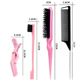 5 Pieces Hair Styling Brush Set Hair Styling Comb Set Edge Control Brush 2 Alligator Clips for Women Girls Kids Hair Stylists (Purple)