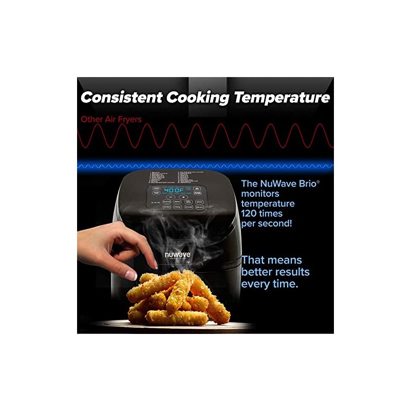 Nuwave 4.5-Qt Brio Air Fryer, 100 Pre-Programmed Recipes & 100