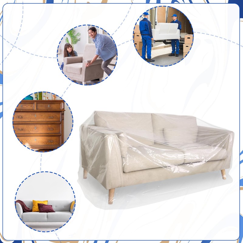 2 Pack Plastic Sofa Covers, 255 x 135cm Waterproof Sofa