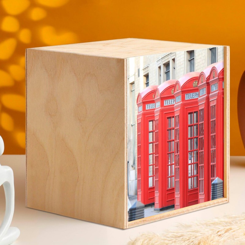 Wooden Box - Telephone Booths Red London England (10 x