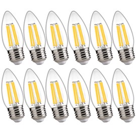 FLSNT 100W Equivalent LED Chandelier Light Bulbs E26 Base, 5000K Daylight Dimmable LED Candelabra Bulbs, 800LM, 12Pack UL,CA65 Listed.