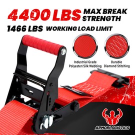 ARMORLOGISTICS Wheel Chock Tie Down Kit, 4 Pack Heavy Duty Trailer Tire Straps Kit for ATV, UTV, Lawn Mower, 4,400lb Max Break Strength