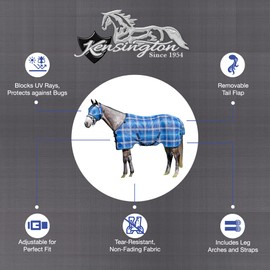 Kensington Breathable and UV Protective Sheet SureFit All Season Protection for Horse - 78", Kentucky Blue
