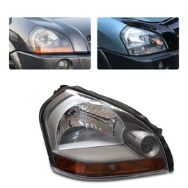 Tsomony - For 2005 2006 2007 2008 2009 Hyundai Tucson Halogen Right Side Headlight Headlamp Passenger Side Replacement Gray Housing Clear Lens