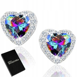 MENNICA BYDGOSKA Sterling Silver Earrings Hearts for Women Stud Earrings Hypoallergenic Silver 925 Cubic Zirconia Elegant Gift, Silver