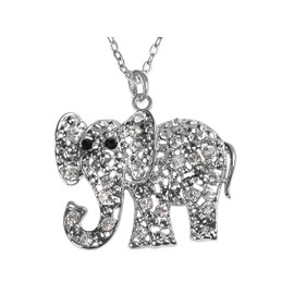 Alilang Womens Silver Crystal Rhinestone Clear Cut Out Elephant Pendant Necklace