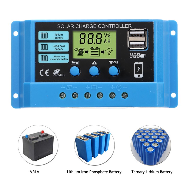Solar Charge Controller 12V 24V Battery Solar Panel Charging Regulator