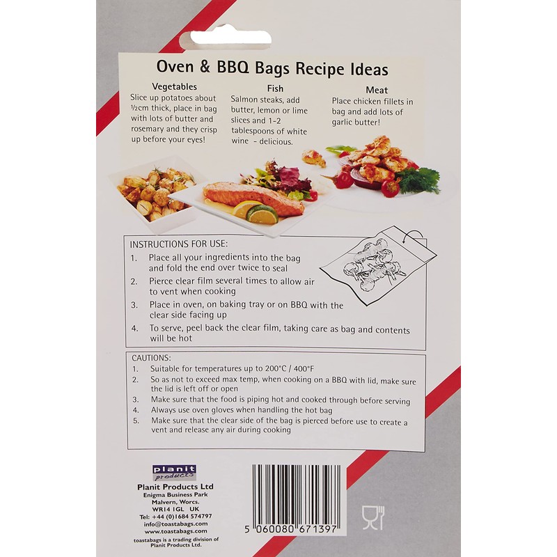 Pack of 6 Oven and BBQ Bags, 21 x 16.5