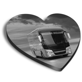 1 x Heart MDF Magnets - Travel Coach Tour Holiday Bus 42105
