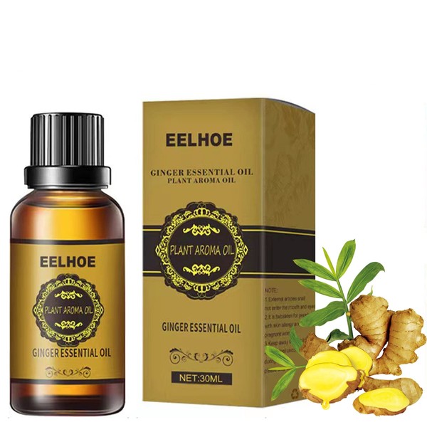 EELHOE Ginger Essential Oil,Belly Driange Ginger Massage Oil,Massage Product for Men Women (1PCS)