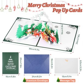 MELLIEX 3D Christmas Cards, Paper Craft Pop Up Card, Christmas Greeting Cards with Envelope Set for New Year Christmas Greetings