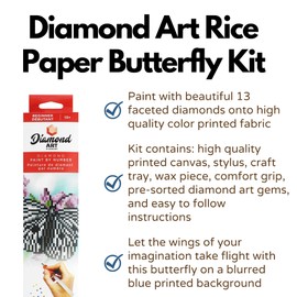 DIAMOND ART BY LEISURE ARTS Diamond Painting Kits for Adults 8"X8" Beginner Rice Paper Butterfly, Full Drill, Art Kits, Dimond Art, for Adults, Kit